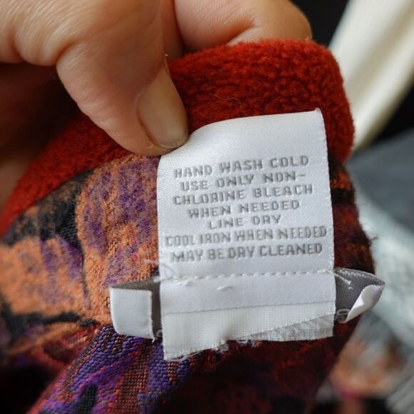 Soft Surroundings Burnt Orange Rust Fleece with Purple Tapestry Panels Cardigan - Picture 11 of 11